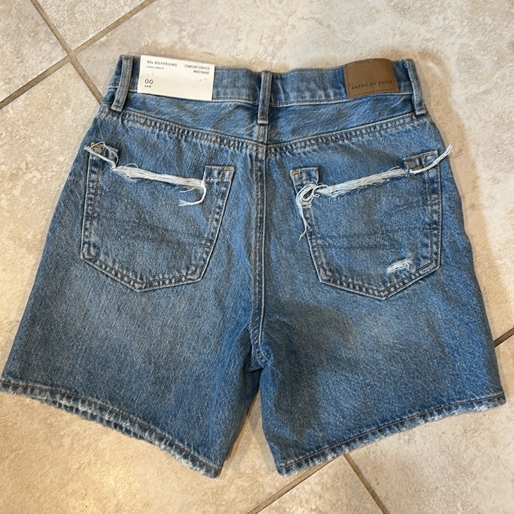 NWT! American Eagle 90s Boyfriend Long Length Destroyed Denim Shorts Jorts 00 - Picture 6 of 6